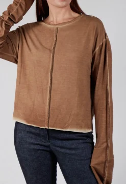 Ombre Long Sleeve Top in Original Brown