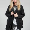 Open Collar Jacket with Hemline Feature in Black
