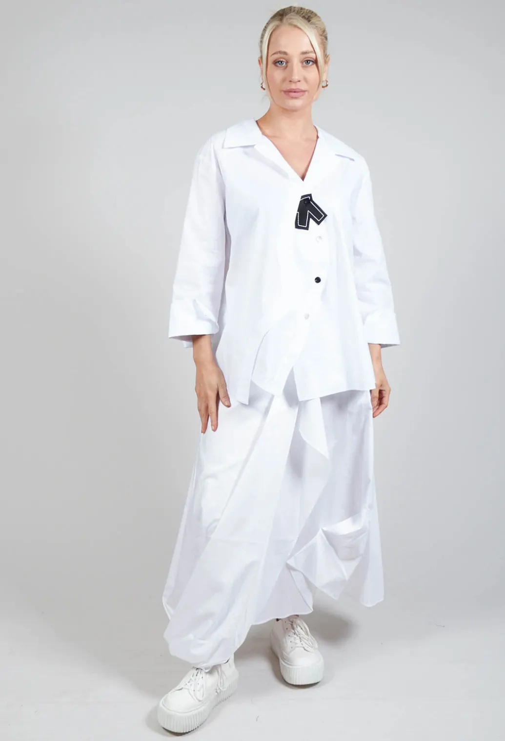 Open Collar Shirt in White
