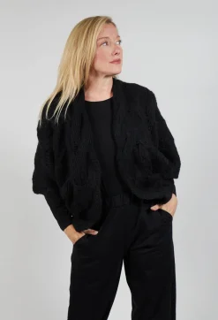 Open Knit Cardigan in Black