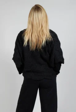 Open Knit Cardigan in  Black