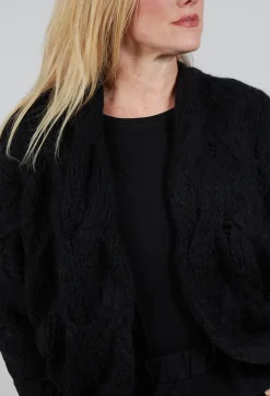 Open Knit Cardigan in  Black