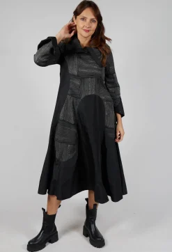 Open Neck Quilted Feature Dress in Black