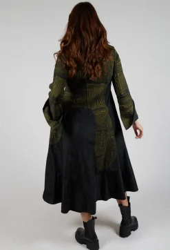 Open Neck Quilted Feature Dress in Khaki