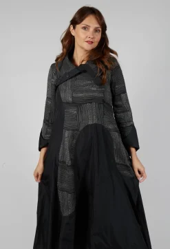 Open Neck Quilted Feature Dress in Black
