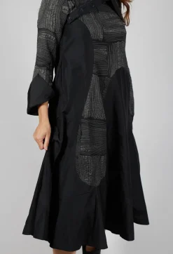 Open Neck Quilted Feature Dress in Black