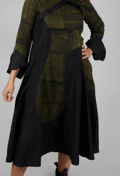 Open Neck Quilted Feature Dress in Khaki