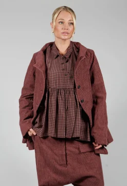 Open Peplum Jacket in Rust