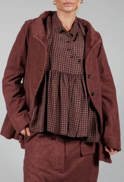 Open Peplum Jacket in Rust