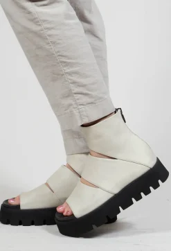 Open Toe Cut Out Boots in Gasoline Greige