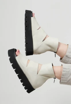 Open Toe Cut Out Boots in Gasoline Greige