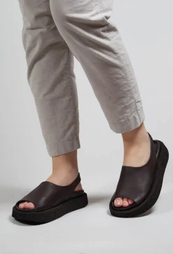 Open Toe Sling Back Shoes in Chocolate