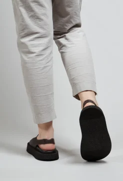 Open Toe Sling Back Shoes in Chocolate