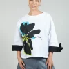 Open-back Print Top in White