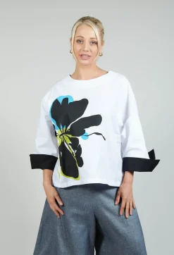 Open-back Print Top in White