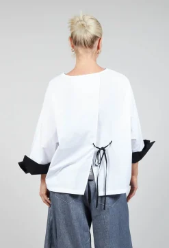 Open-back Print Top in White