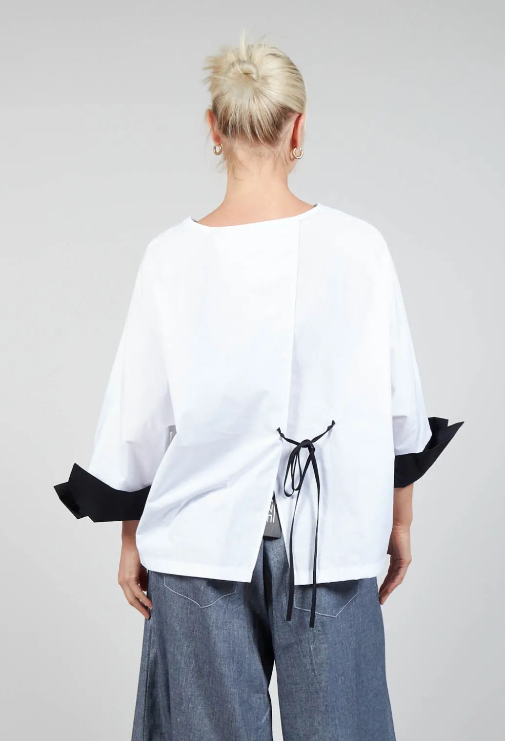 Open-back Print Top in White