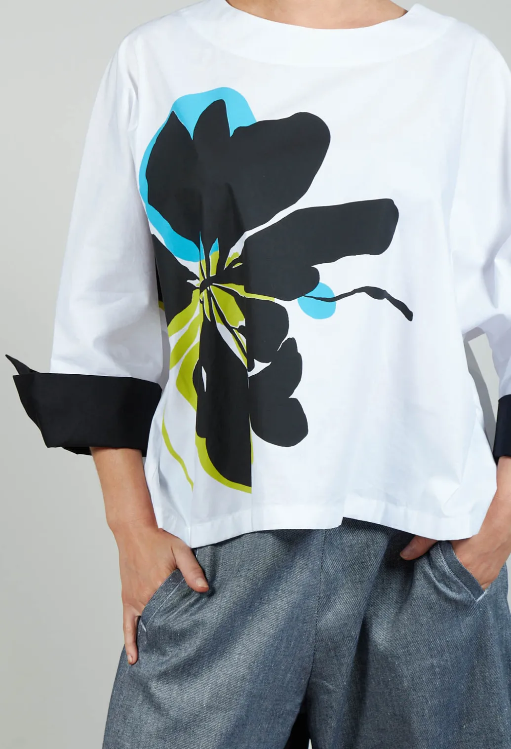 Open-back Print Top in White