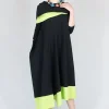 OPLI Dress in Black Light Green