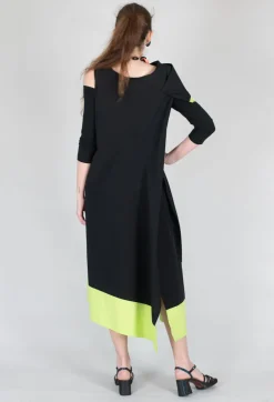 OPLI Dress in Black Light Green