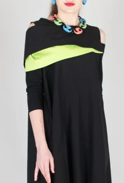 OPLI Dress in Black Light Green