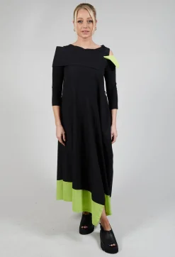 OPLI Dress in Black Light Green