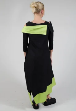 OPLI Dress in Black Light Green