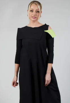 OPLI Dress in Black Light Green