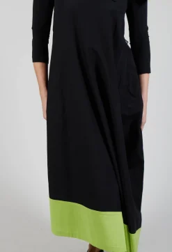 OPLI Dress in Black Light Green