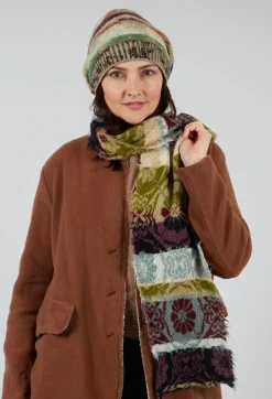Oriental Wool Scarf in Olive