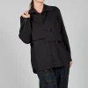 Overlay Buttoned Long Sleeve Shirt in Black