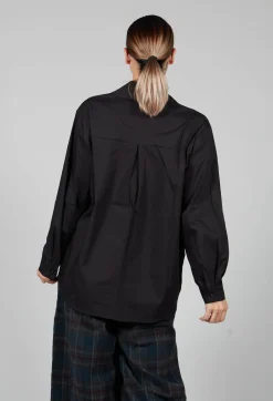 Overlay Buttoned Long Sleeve Shirt in Black