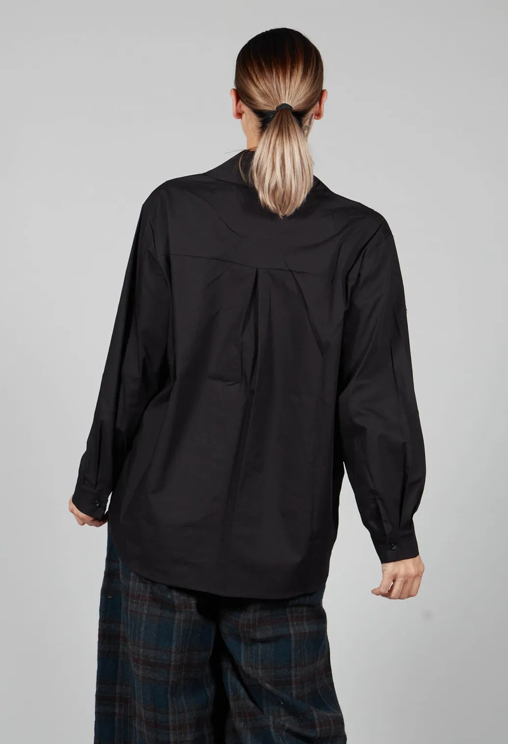 Overlay Buttoned Long Sleeve Shirt in Black