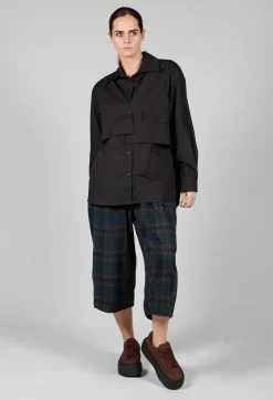 Overlay Buttoned Long Sleeve Shirt in Black