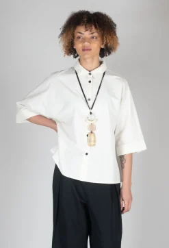 Oversized Cotton Shirt in Milk
