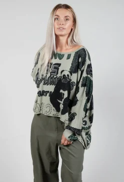 Oversized Cropped Jumper in Multicolour