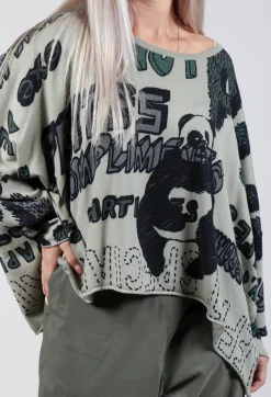 Oversized Cropped Jumper in Multicolour