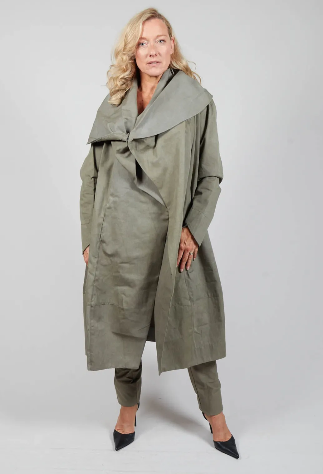 Oversized Draped Wapi Coat in Green