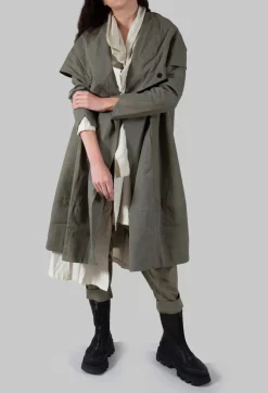 Oversized Draped Wapi Coat in Green