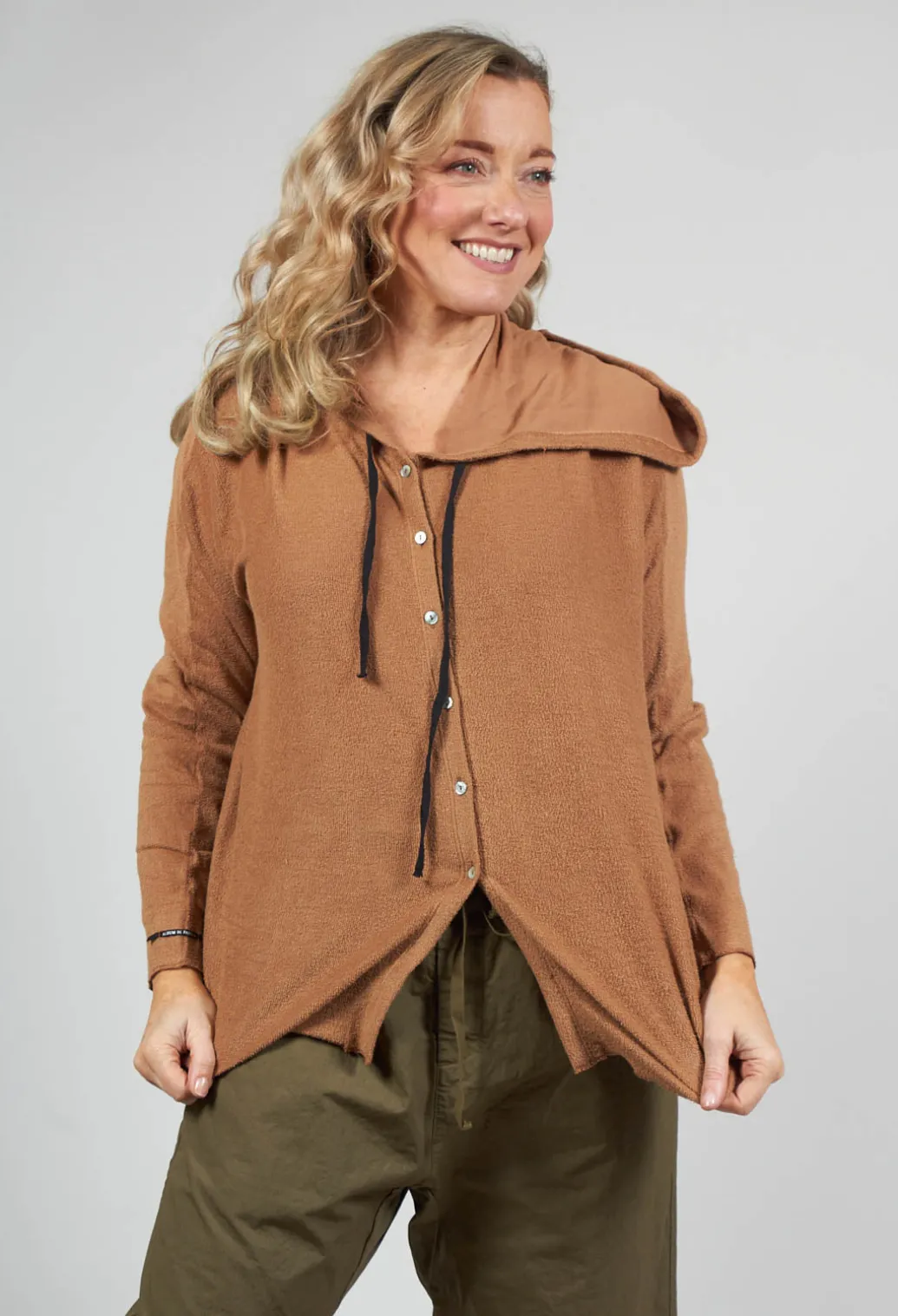 Oversized Hooded Cardigan F in Pottery