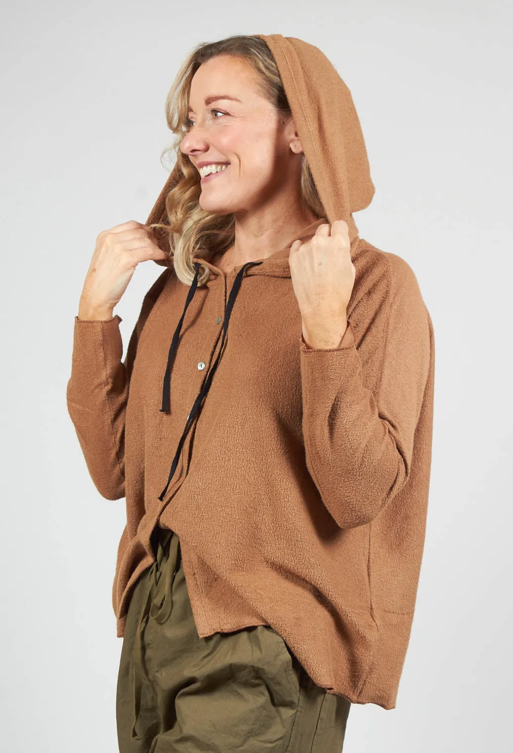 Oversized Hooded Cardigan F in Pottery
