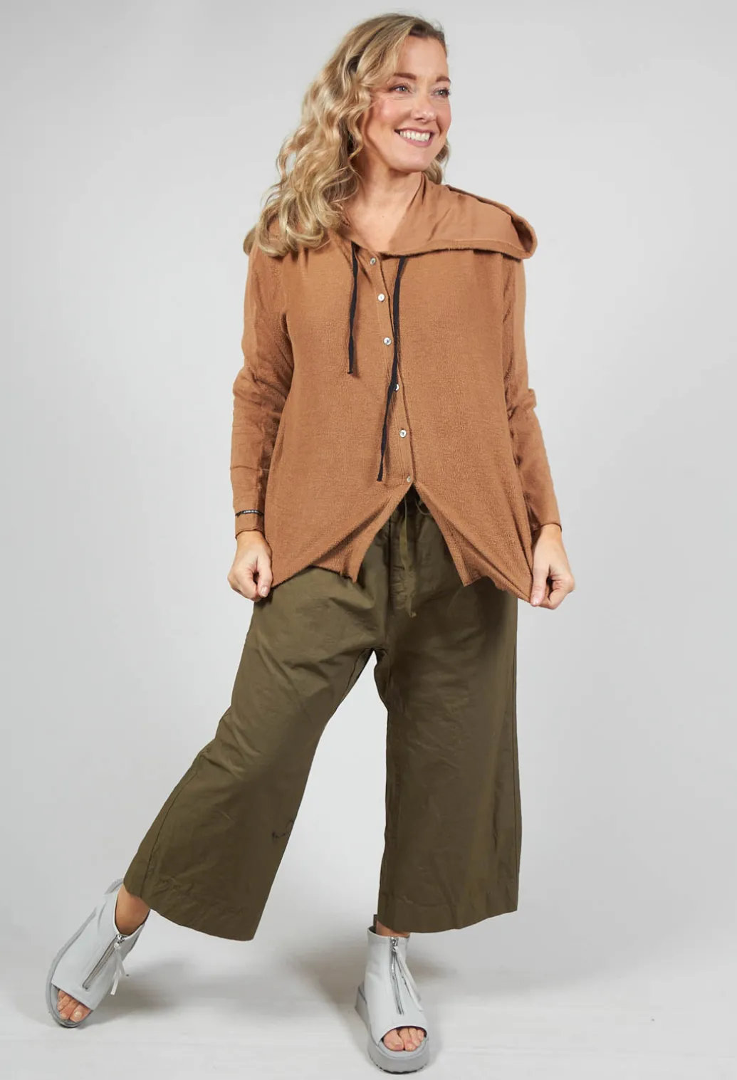 Oversized Hooded Cardigan F in Pottery