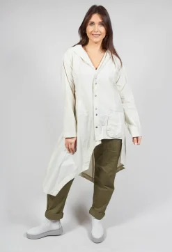 Oversized Hooded Istu Tunic in White Clay