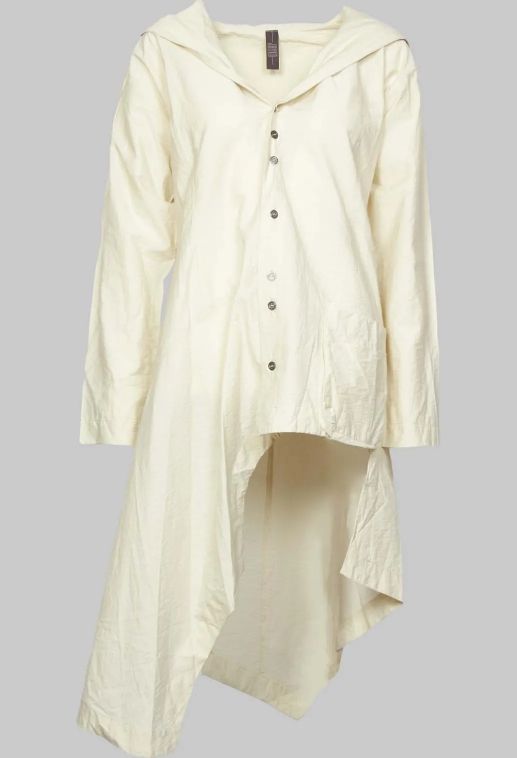 Oversized Hooded Istu Tunic in White Clay