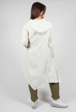 Oversized Hooded Istu Tunic in White Clay