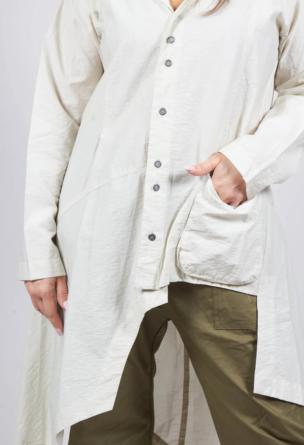 Oversized Hooded Istu Tunic in White Clay
