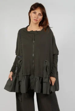 Oversized Jersey Jacket with Peplum Hem in Jungle Print