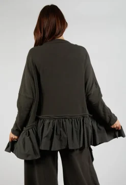 Oversized Jersey Jacket with Peplum Hem in Jungle Print
