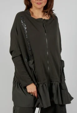 Oversized Jersey Jacket with Peplum Hem in Jungle Print