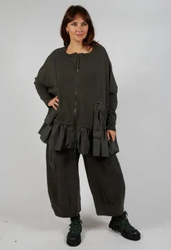 Oversized Jersey Jacket with Peplum Hem in Jungle Print